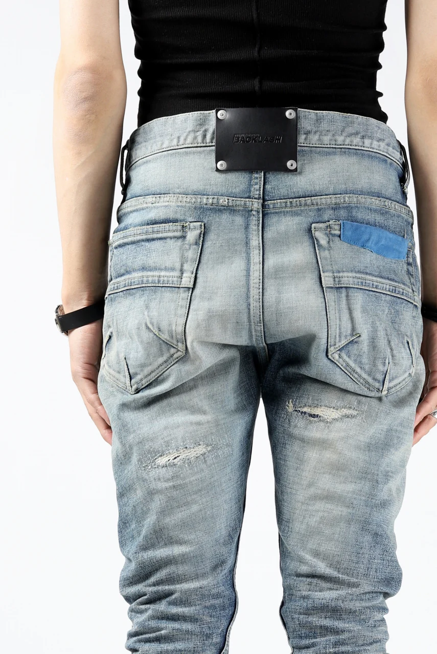 ISAMU KATAYAMA BACKLASH L/C SLIM DENIM PANTS / NATURAL USED FADE (INDIGO) - Image 46