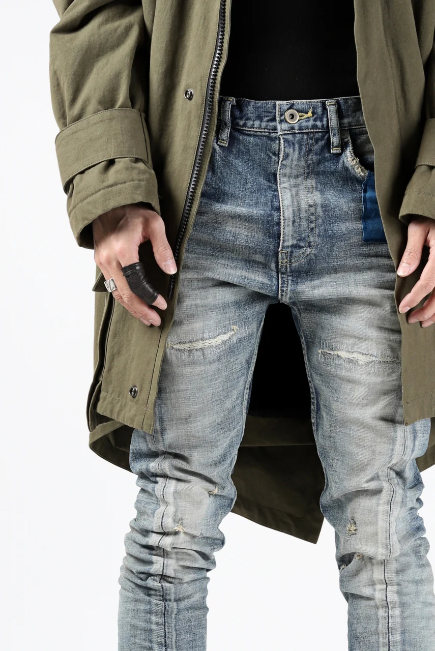 ISAMU KATAYAMA BACKLASH L/C SLIM DENIM PANTS / NATURAL USED FADE (INDIGO) - Image 47