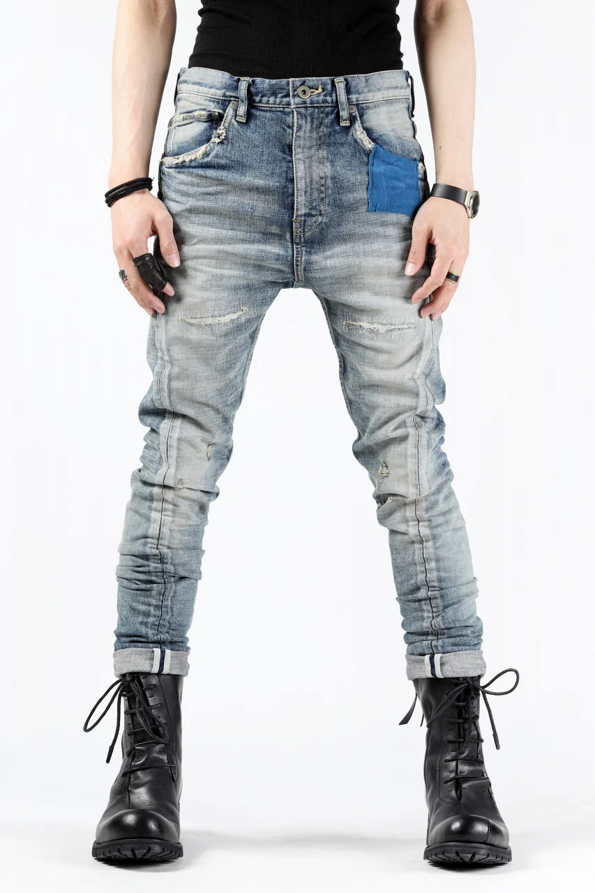 ISAMU KATAYAMA BACKLASH L/C SLIM DENIM PANTS / NATURAL USED FADE (INDIGO) - Image 5