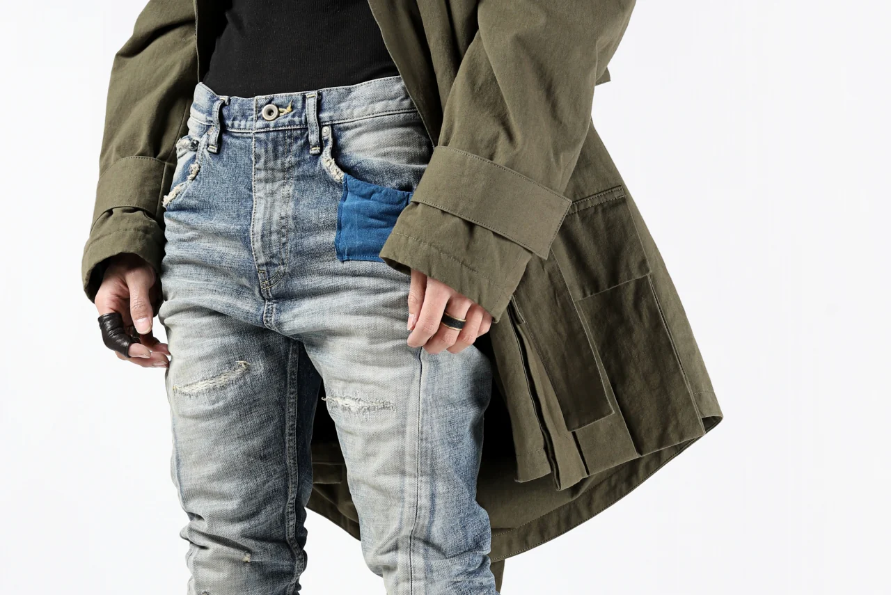 ISAMU KATAYAMA BACKLASH L/C SLIM DENIM PANTS / NATURAL USED FADE (INDIGO) - Image 51