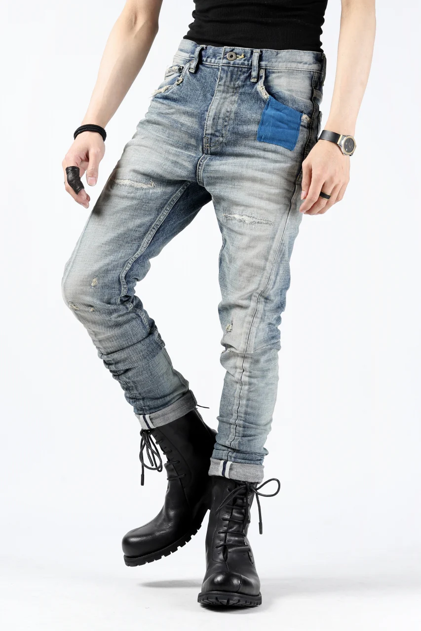 ISAMU KATAYAMA BACKLASH L/C SLIM DENIM PANTS / NATURAL USED FADE (INDIGO) - Image 7