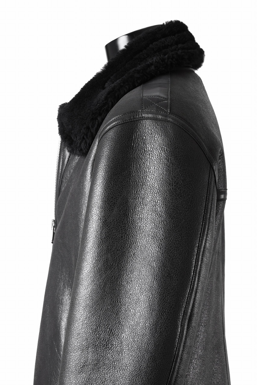 ISAMU KATAYAMA BACKLASH "LIMITED" B-3 FLIGHT JACKET / SPANISH MOUTON NATIVE BOMBER FINISH (BLACK) - Image 20