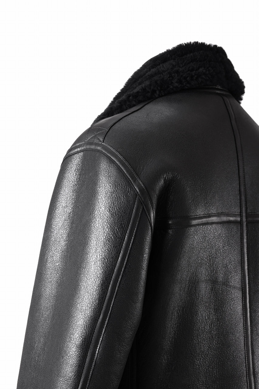 ISAMU KATAYAMA BACKLASH "LIMITED" B-3 FLIGHT JACKET / SPANISH MOUTON NATIVE BOMBER FINISH (BLACK) - Image 21