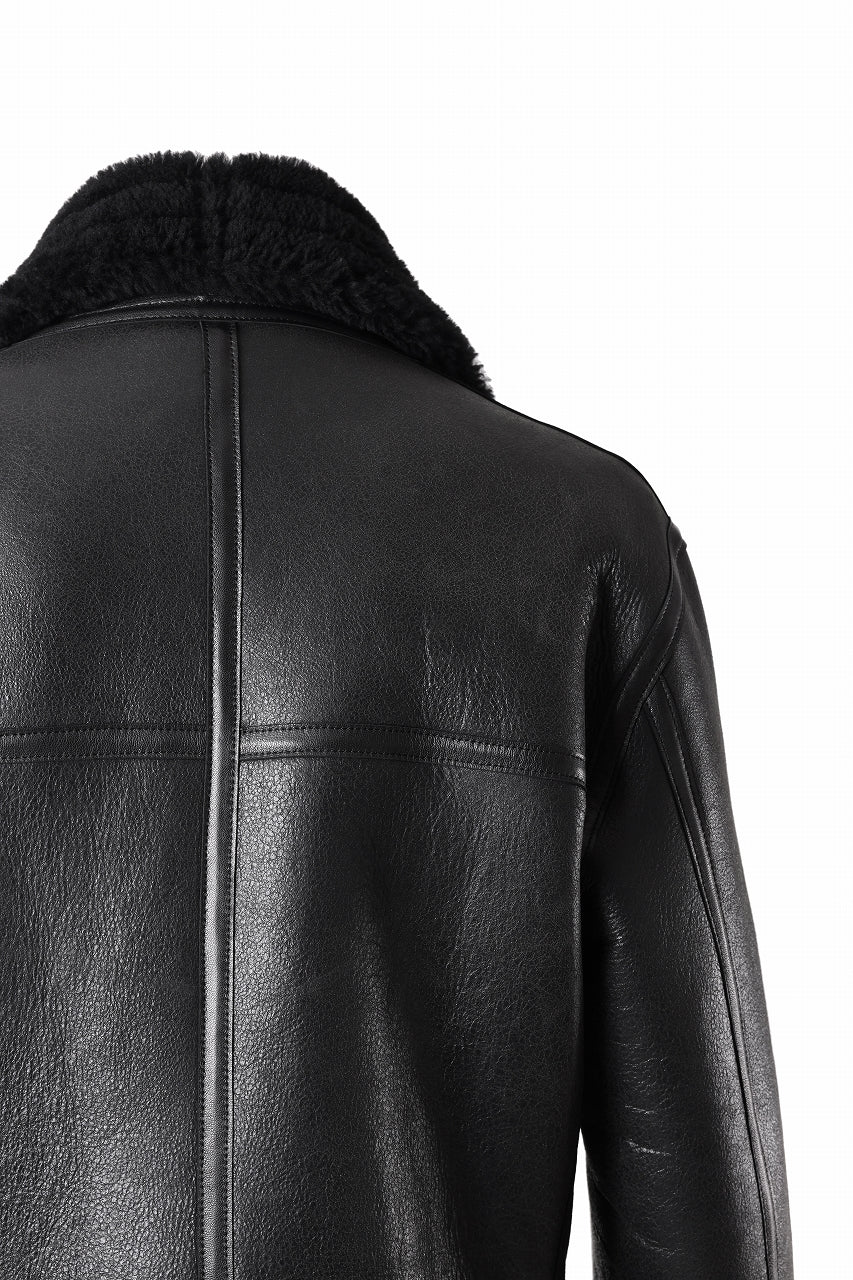 ISAMU KATAYAMA BACKLASH "LIMITED" B-3 FLIGHT JACKET / SPANISH MOUTON NATIVE BOMBER FINISH (BLACK) - Image 22