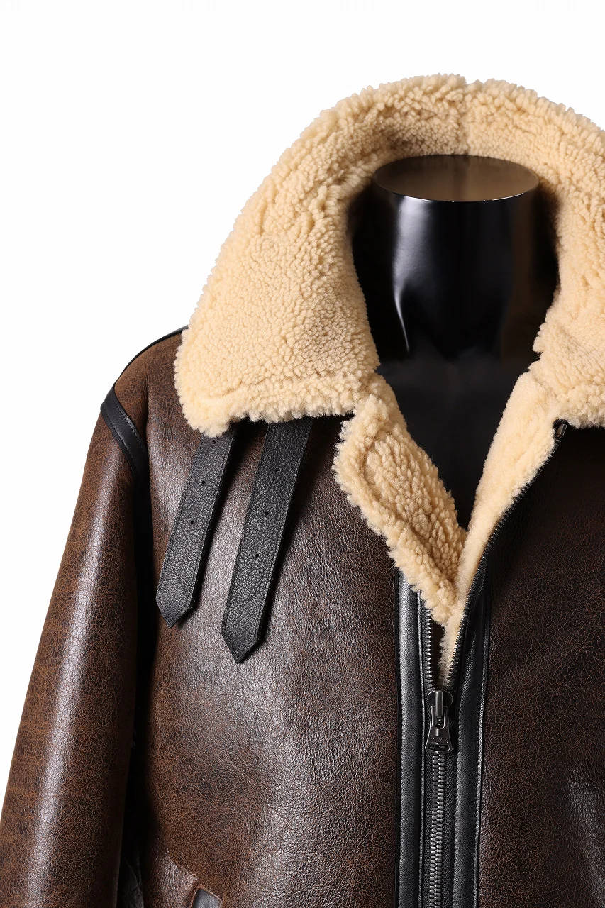 ISAMU KATAYAMA BACKLASH "LIMITED" B-3 FLIGHT JACKET / SPANISH MOUTON NATIVE BOMBER FINISH (BROWN) - Image 11
