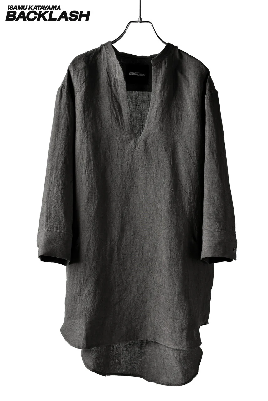 ISAMU KATAYAMA BACKLASH LINEN SKIPPER SHIRT (GREY)