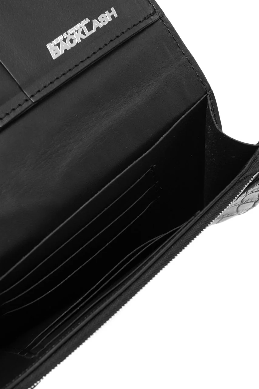 ISAMU KATAYAMA BACKLASH LONG FOLD WALLET / CROCODILE INK DYED (GREY) - Image 21