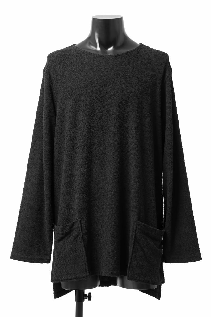 ISAMU KATAYAMA BACKLASH LONG SLEEVE CUT & SEWN / RANDOM PILE FABRIC (BLACK)