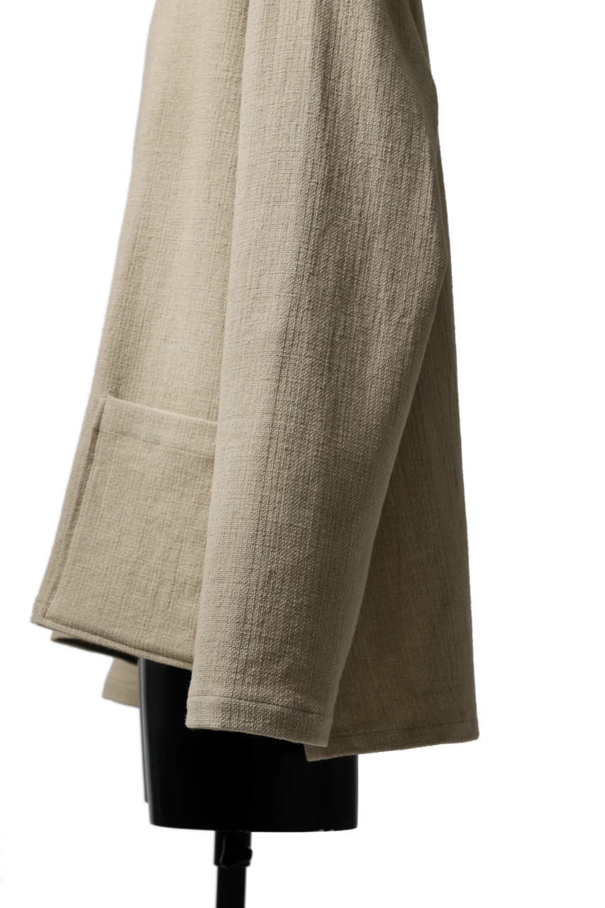 ISAMU KATAYAMA BACKLASH LONG SLEEVE PULLOVER SHIRT / DOBBY LINEN-COTTON (BEIGE) - Image 12