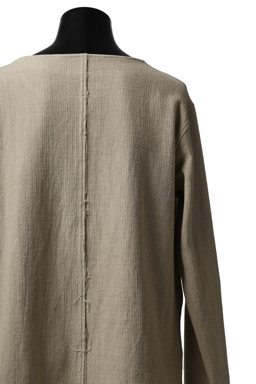 ISAMU KATAYAMA BACKLASH LONG SLEEVE PULLOVER SHIRT / DOBBY LINEN-COTTON (BEIGE) - Image 13
