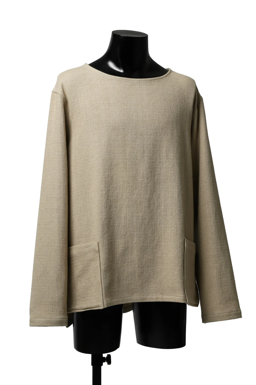 ISAMU KATAYAMA BACKLASH LONG SLEEVE PULLOVER SHIRT / DOBBY LINEN-COTTON (BEIGE) - Image 2