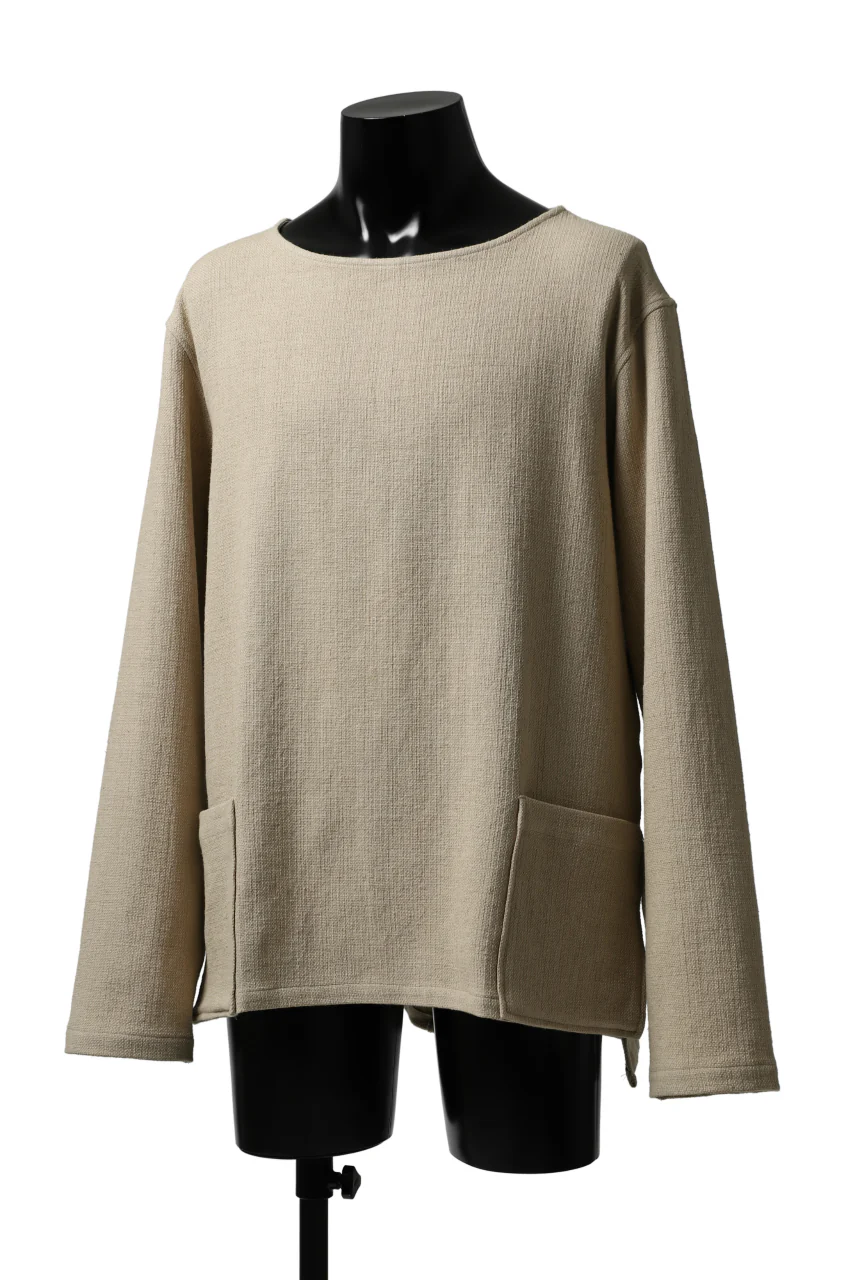 ISAMU KATAYAMA BACKLASH LONG SLEEVE PULLOVER SHIRT / DOBBY LINEN-COTTON (BEIGE) - Image 3