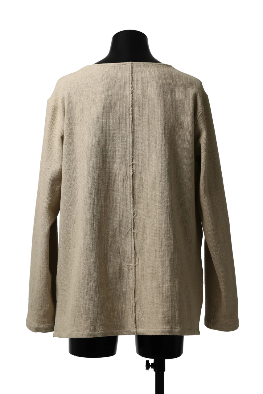 ISAMU KATAYAMA BACKLASH LONG SLEEVE PULLOVER SHIRT / DOBBY LINEN-COTTON (BEIGE) - Image 5