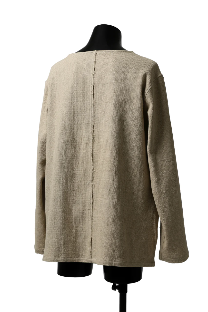 ISAMU KATAYAMA BACKLASH LONG SLEEVE PULLOVER SHIRT / DOBBY LINEN-COTTON (BEIGE) - Image 6