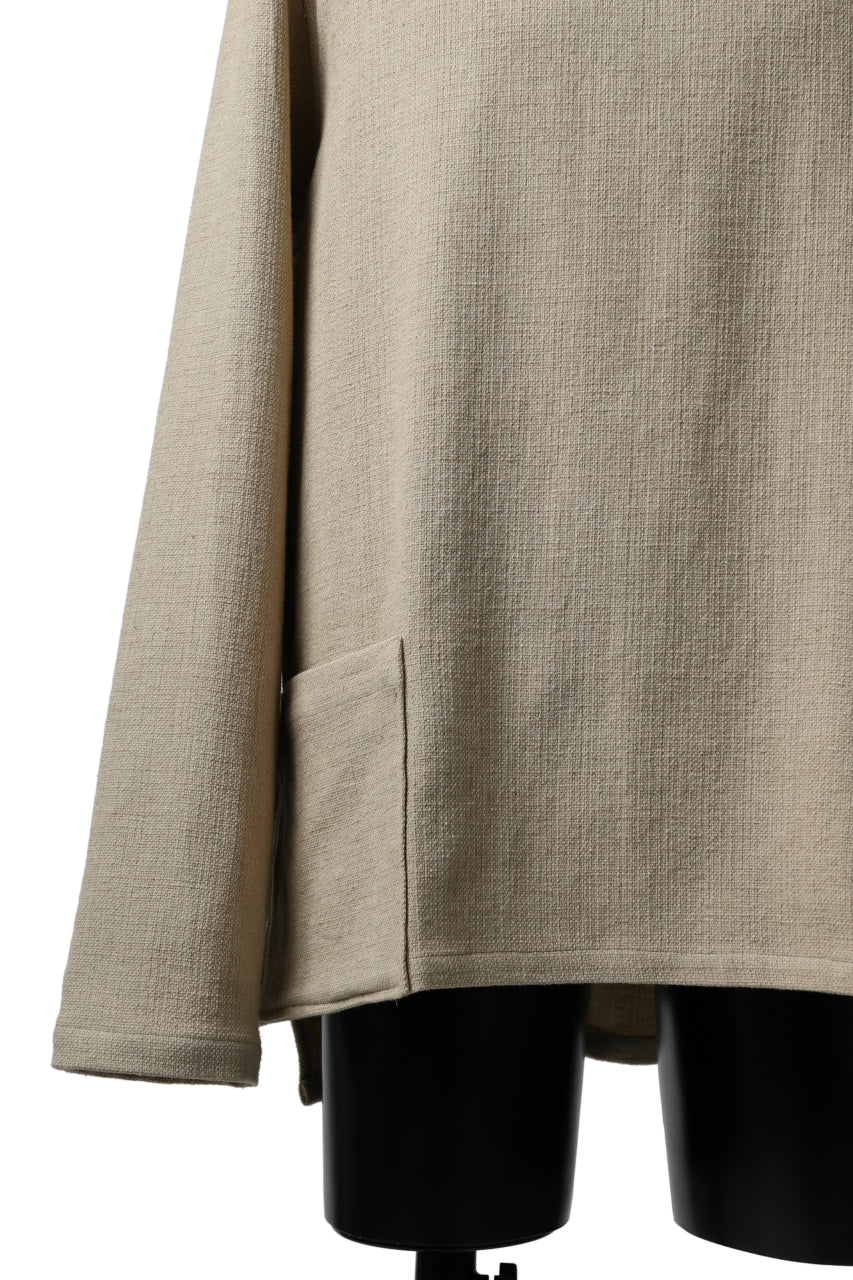 ISAMU KATAYAMA BACKLASH LONG SLEEVE PULLOVER SHIRT / DOBBY LINEN-COTTON (BEIGE) - Image 8
