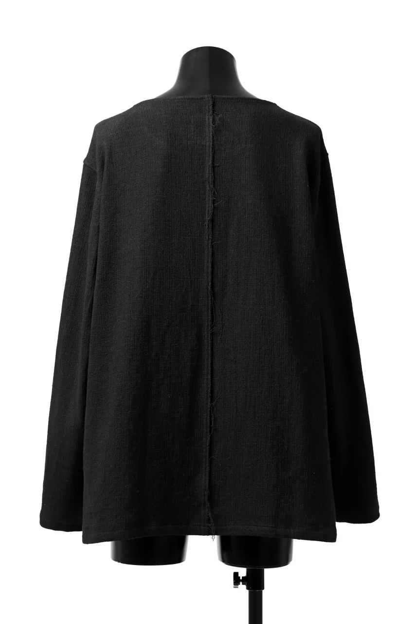 ISAMU KATAYAMA BACKLASH LONG SLEEVE PULLOVER SHIRT / DOBBY LINEN-COTTON (BLACK) - Image 5