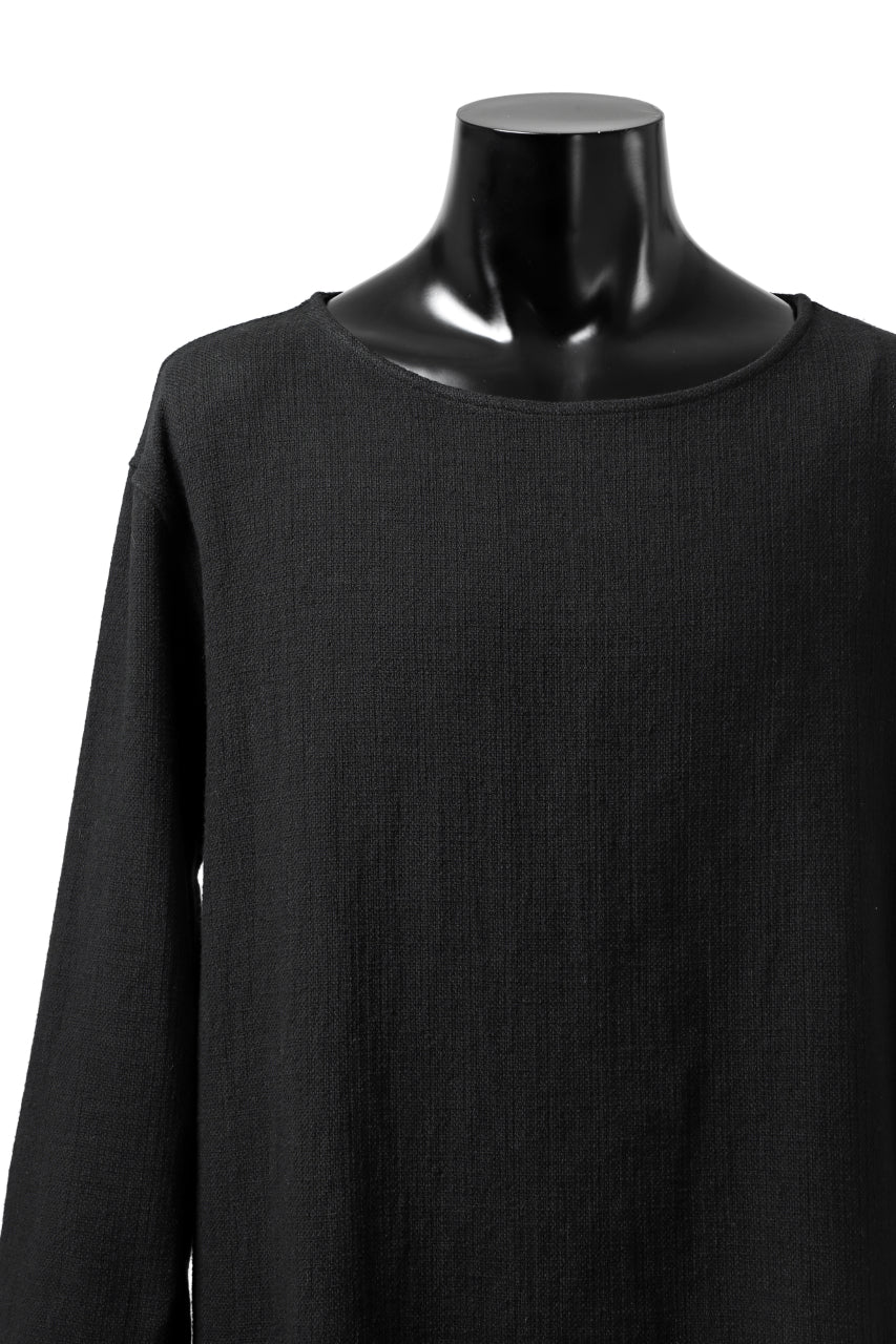 ISAMU KATAYAMA BACKLASH LONG SLEEVE PULLOVER SHIRT / DOBBY LINEN-COTTON (BLACK) - Image 7