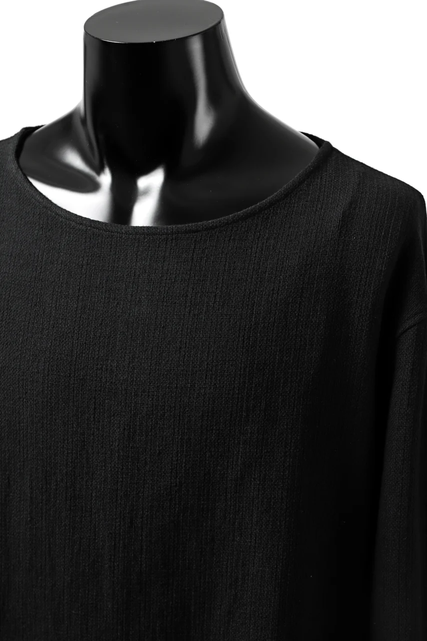 ISAMU KATAYAMA BACKLASH LONG SLEEVE PULLOVER SHIRT / DOBBY LINEN-COTTON (BLACK) - Image 9