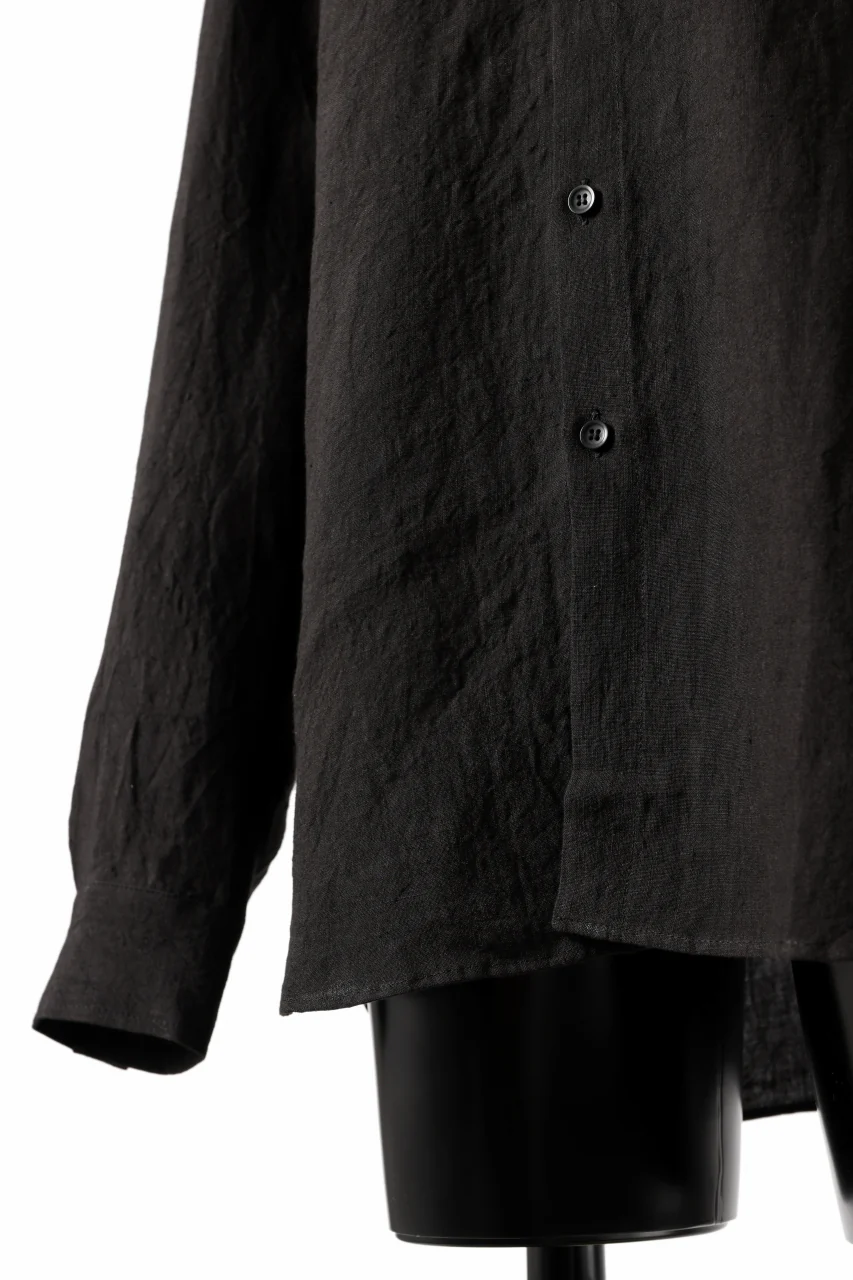 ISAMU KATAYAMA BACKLASH LONG SLEEVE SHIRT / SOFT LINEN (BLACK) - Image 10