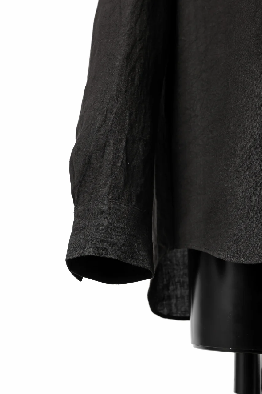ISAMU KATAYAMA BACKLASH LONG SLEEVE SHIRT / SOFT LINEN (BLACK) - Image 11