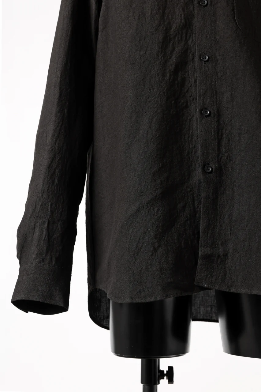 ISAMU KATAYAMA BACKLASH LONG SLEEVE SHIRT / SOFT LINEN (BLACK) - Image 12