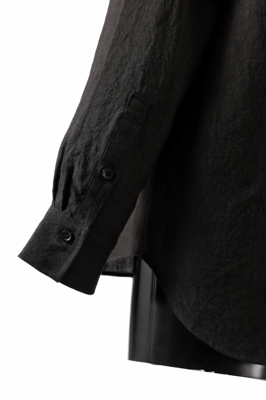 ISAMU KATAYAMA BACKLASH LONG SLEEVE SHIRT / SOFT LINEN (BLACK) - Image 13