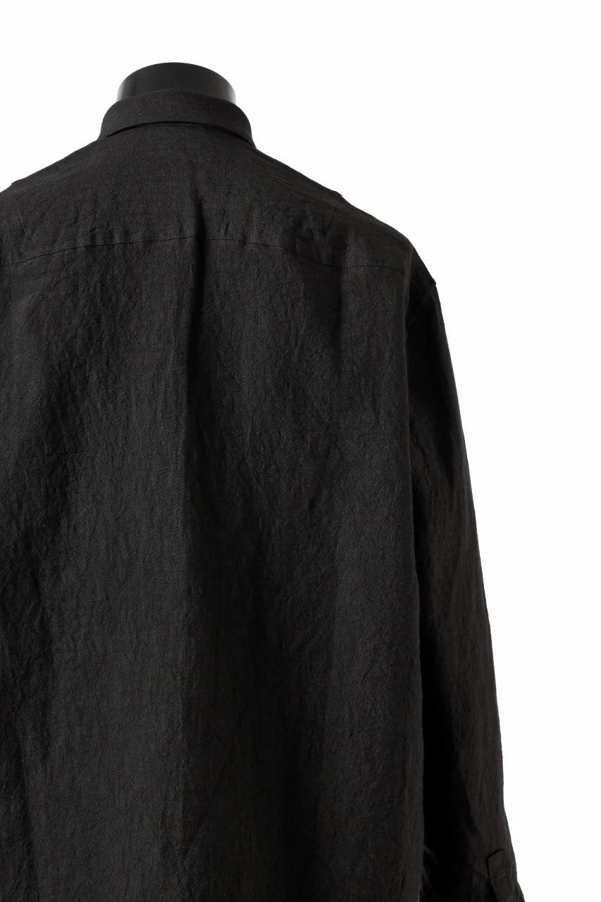 ISAMU KATAYAMA BACKLASH LONG SLEEVE SHIRT / SOFT LINEN (BLACK) - Image 14