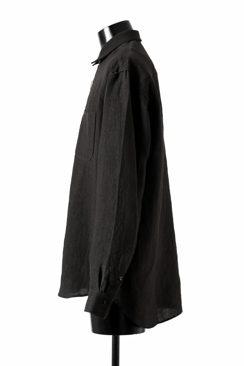 ISAMU KATAYAMA BACKLASH LONG SLEEVE SHIRT / SOFT LINEN (BLACK) - Image 3