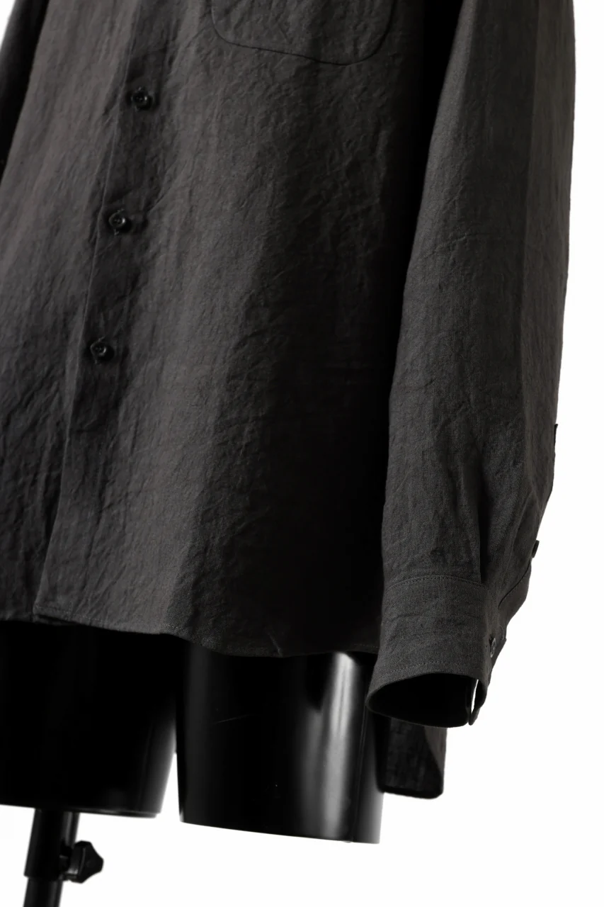 ISAMU KATAYAMA BACKLASH LONG SLEEVE SHIRT / SOFT LINEN (CHARCOAL BLACK) - Image 10