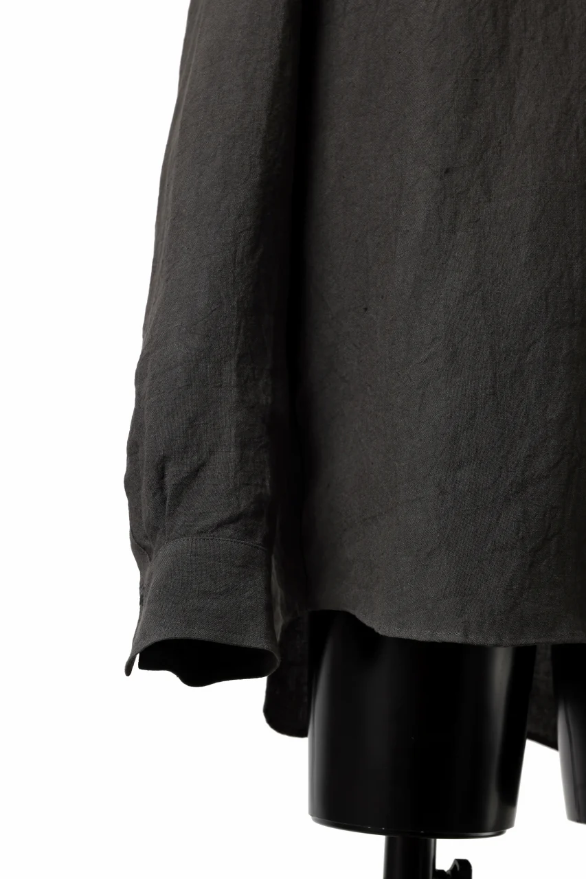 ISAMU KATAYAMA BACKLASH LONG SLEEVE SHIRT / SOFT LINEN (CHARCOAL BLACK) - Image 11