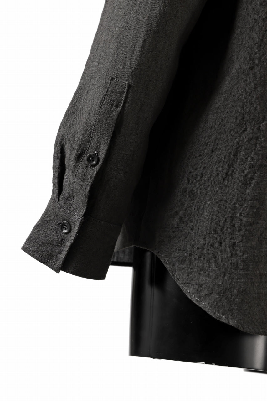 ISAMU KATAYAMA BACKLASH LONG SLEEVE SHIRT / SOFT LINEN (CHARCOAL BLACK) - Image 12