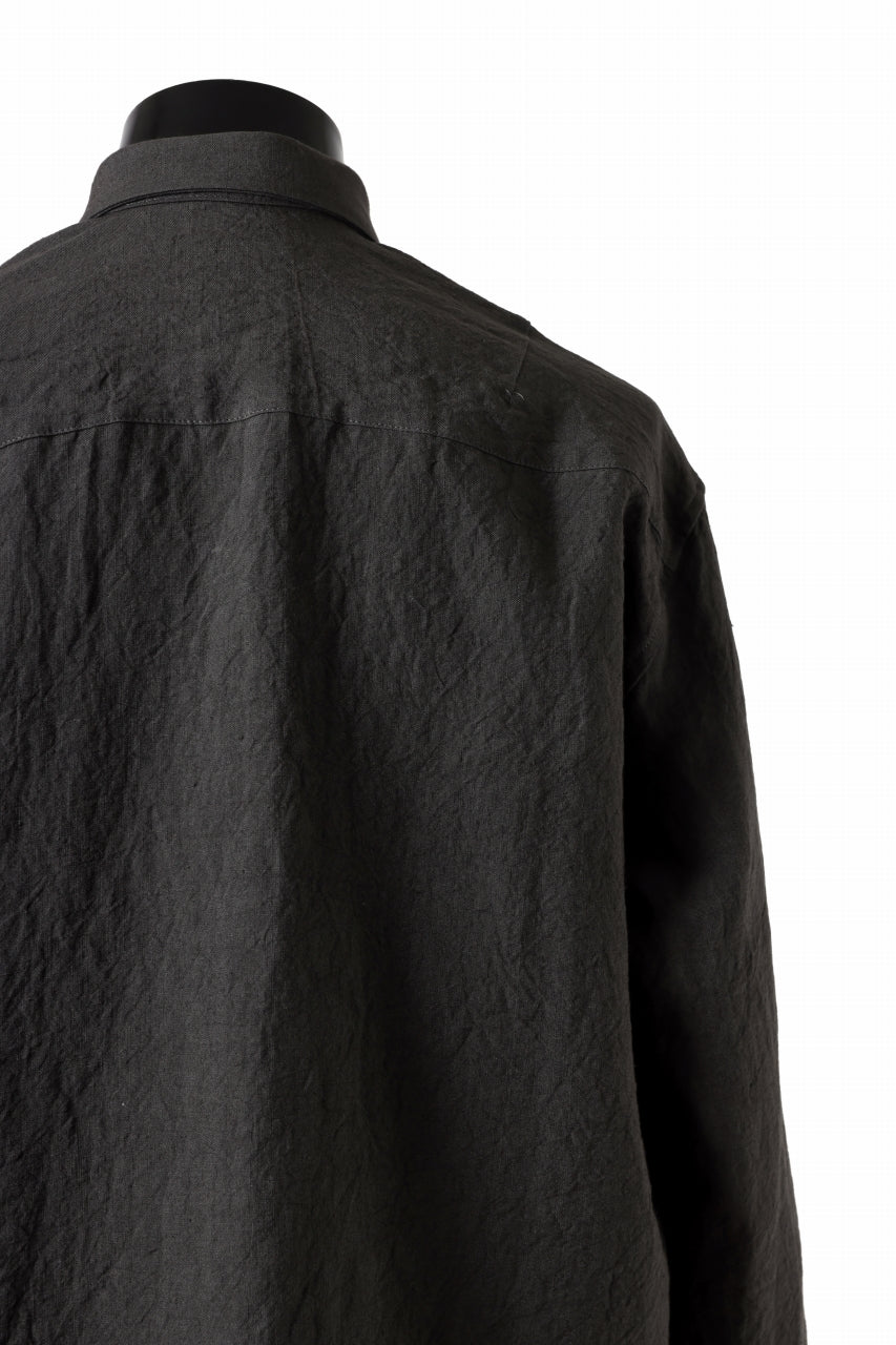 ISAMU KATAYAMA BACKLASH LONG SLEEVE SHIRT / SOFT LINEN (CHARCOAL BLACK) - Image 13