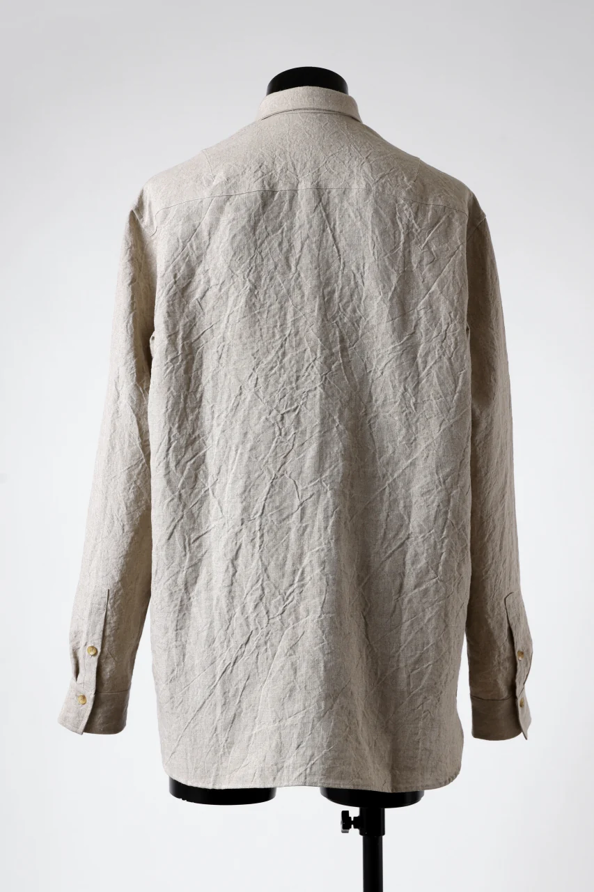 ISAMU KATAYAMA BACKLASH LONG SLEEVE SHIRT / SOFT LINEN (NATURAL) - Image 4