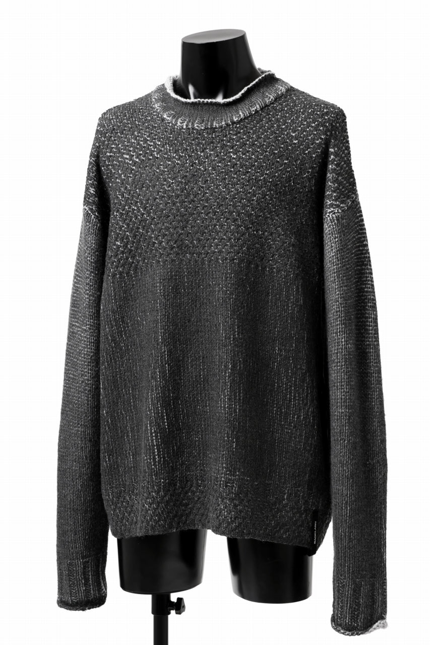 ISAMU KATAYAMA BACKLASH LOOSEY KNIT PULLOVER / PIGMENT PRINTED (GREY) - Image 2