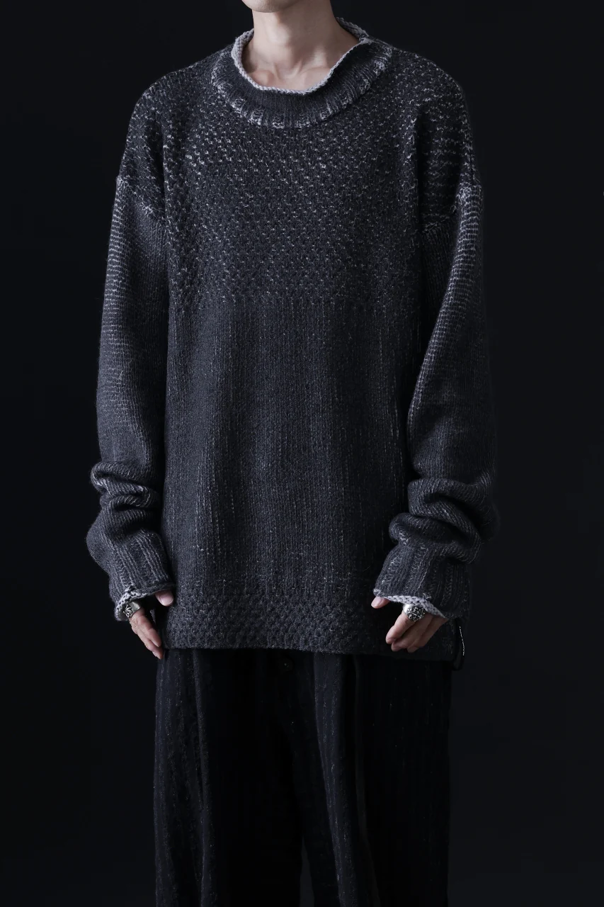 ISAMU KATAYAMA BACKLASH LOOSEY KNIT PULLOVER / PIGMENT PRINTED (GREY) - Image 23