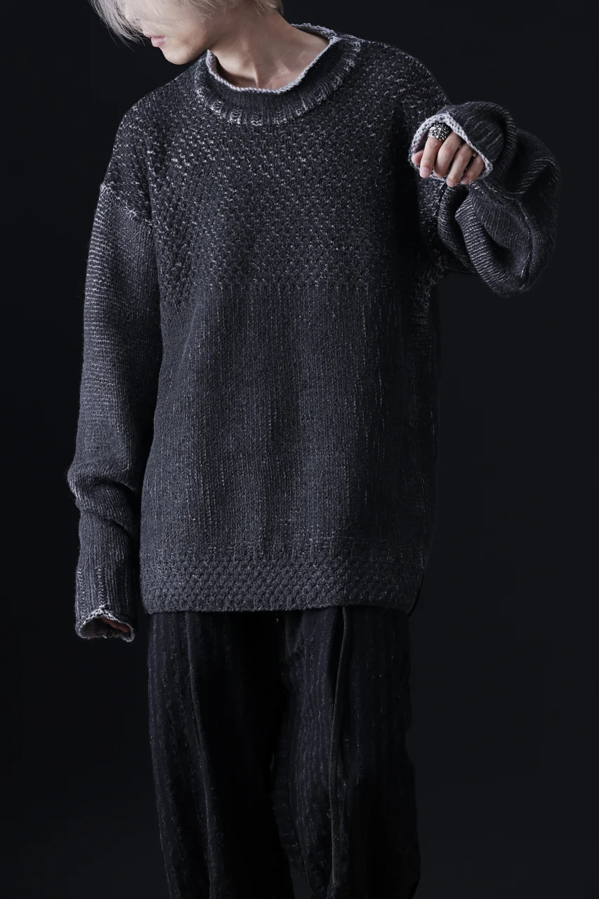 ISAMU KATAYAMA BACKLASH LOOSEY KNIT PULLOVER / PIGMENT PRINTED (GREY) - Image 24