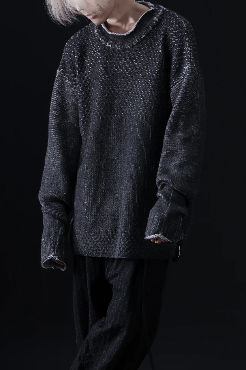 ISAMU KATAYAMA BACKLASH LOOSEY KNIT PULLOVER / PIGMENT PRINTED (GREY) - Image 25