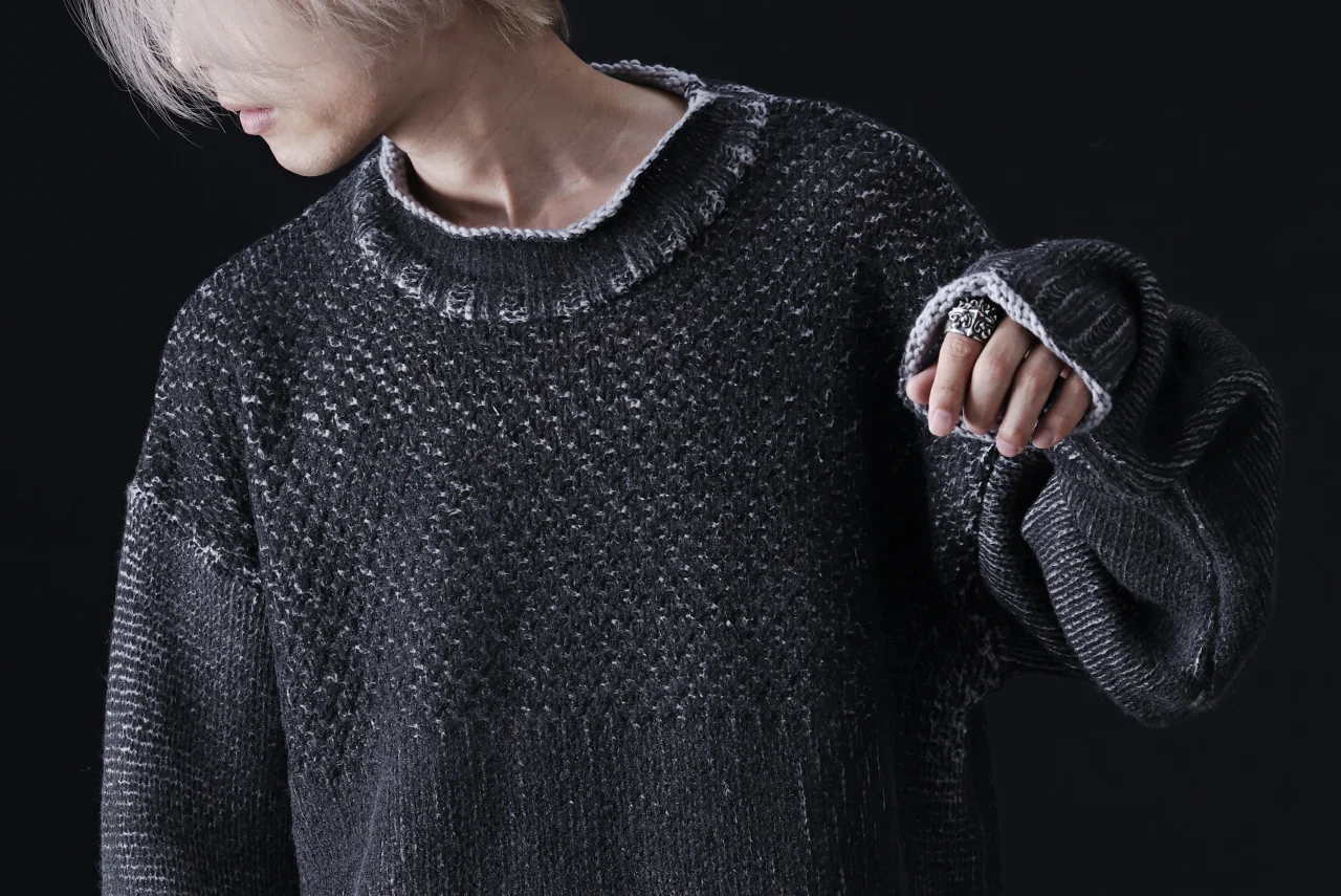 ISAMU KATAYAMA BACKLASH LOOSEY KNIT PULLOVER / PIGMENT PRINTED (GREY) - Image 32