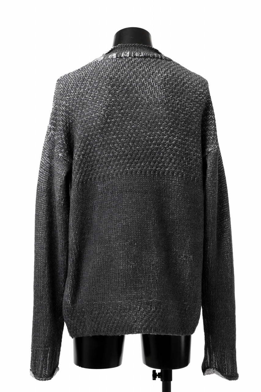 ISAMU KATAYAMA BACKLASH LOOSEY KNIT PULLOVER / PIGMENT PRINTED (GREY) - Image 4