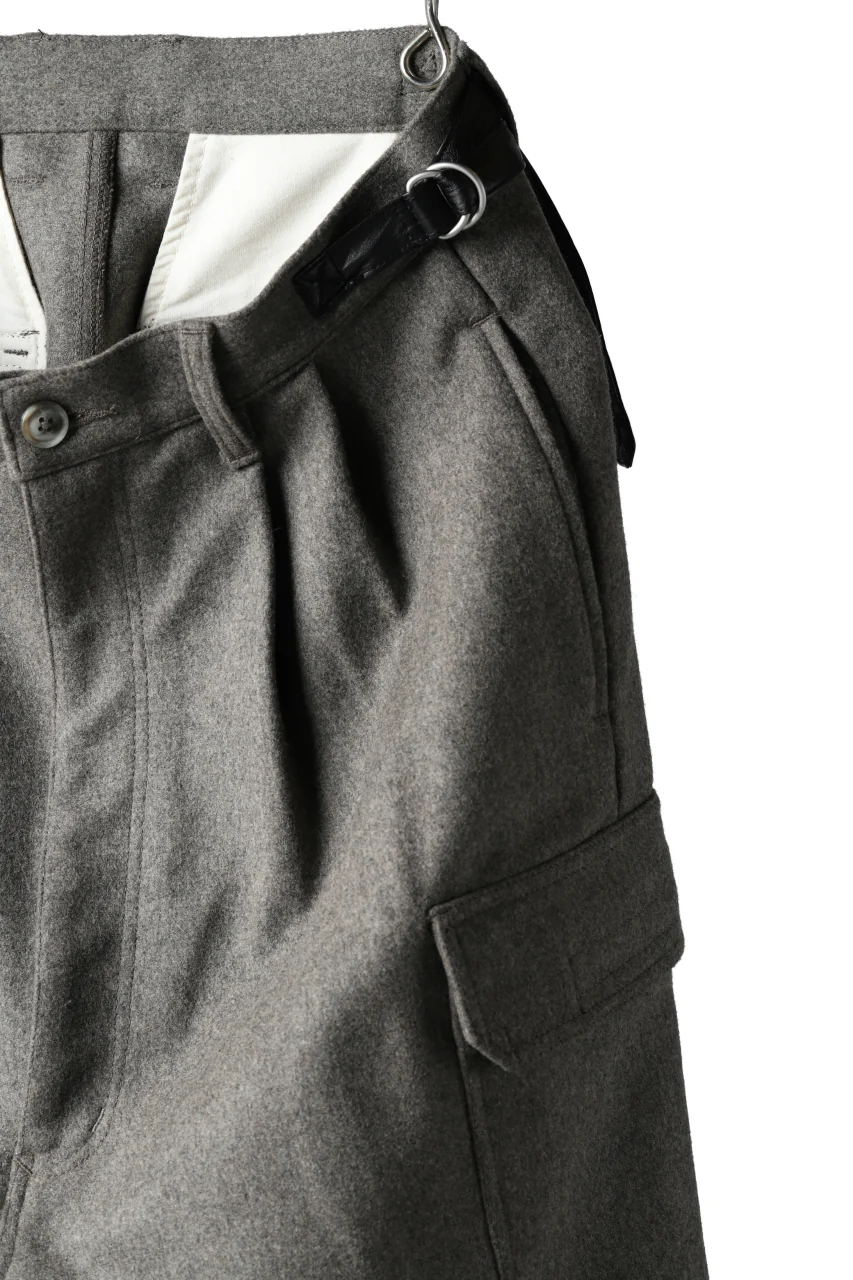 ISAMU KATAYAMA BACKLASH LOW CROTCH CARGO PANTS / CASHMERE WOOL MELTON (GREY) - Image 10