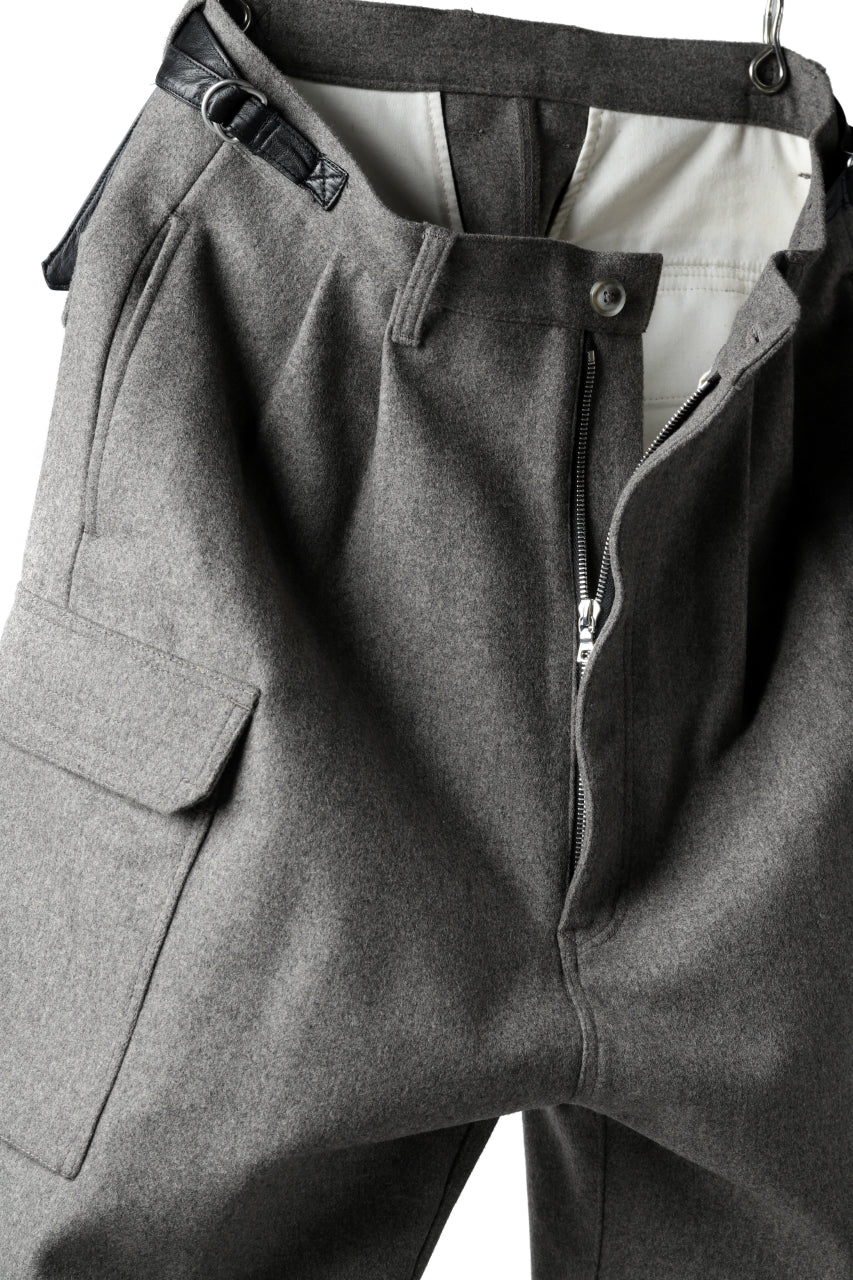 ISAMU KATAYAMA BACKLASH LOW CROTCH CARGO PANTS / CASHMERE WOOL MELTON (GREY) - Image 12