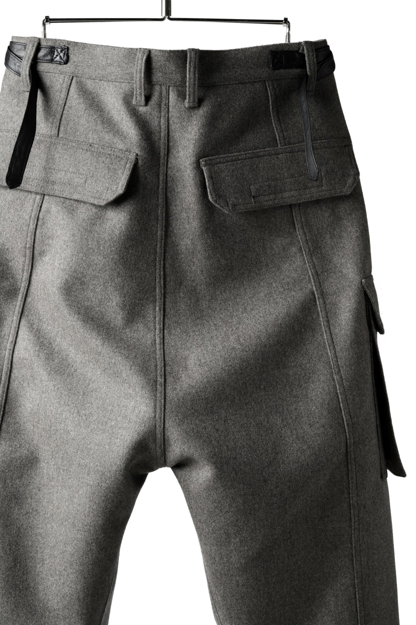 ISAMU KATAYAMA BACKLASH LOW CROTCH CARGO PANTS / CASHMERE WOOL MELTON (GREY) - Image 13