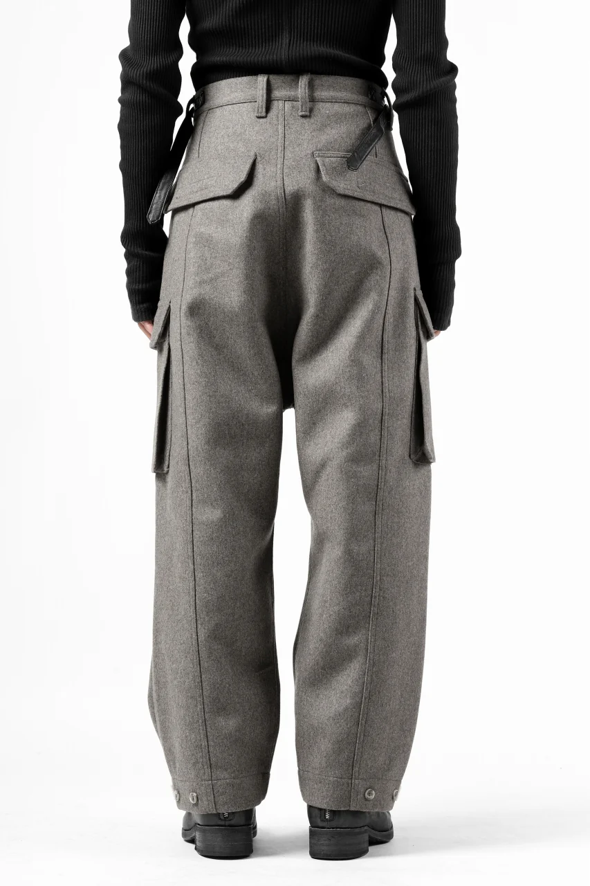 ISAMU KATAYAMA BACKLASH LOW CROTCH CARGO PANTS / CASHMERE WOOL MELTON (GREY) - Image 17