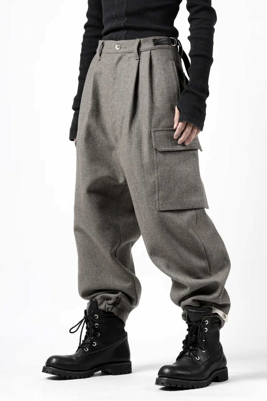 ISAMU KATAYAMA BACKLASH LOW CROTCH CARGO PANTS / CASHMERE WOOL MELTON (GREY) - Image 20