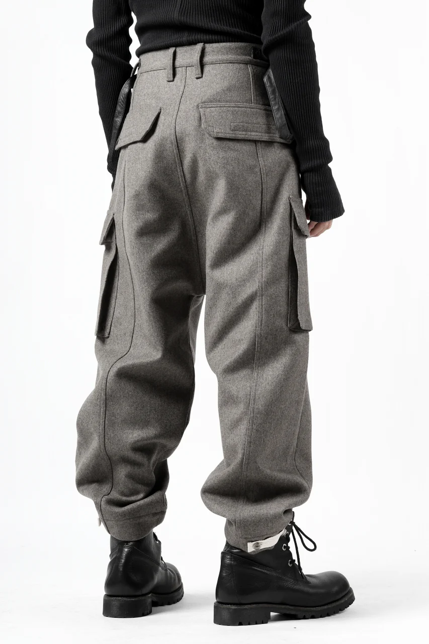 ISAMU KATAYAMA BACKLASH LOW CROTCH CARGO PANTS / CASHMERE WOOL MELTON (GREY) - Image 22