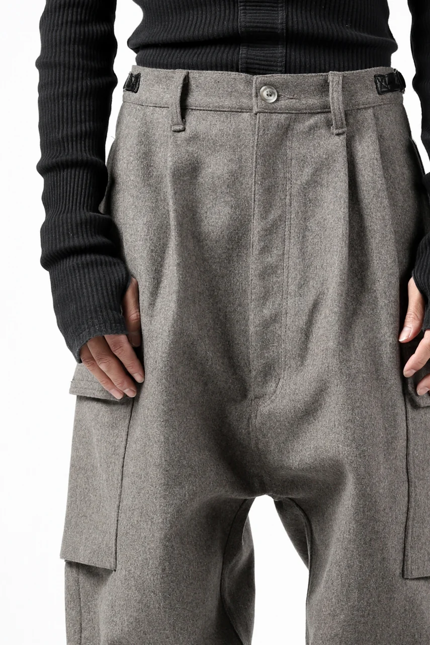 ISAMU KATAYAMA BACKLASH LOW CROTCH CARGO PANTS / CASHMERE WOOL MELTON (GREY) - Image 23