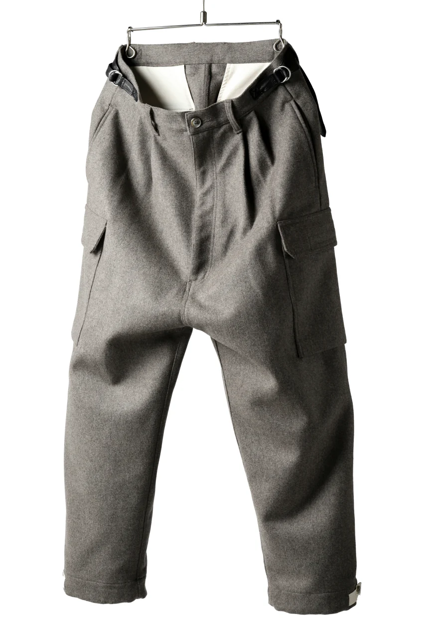 ISAMU KATAYAMA BACKLASH LOW CROTCH CARGO PANTS / CASHMERE WOOL MELTON (GREY) - Image 3