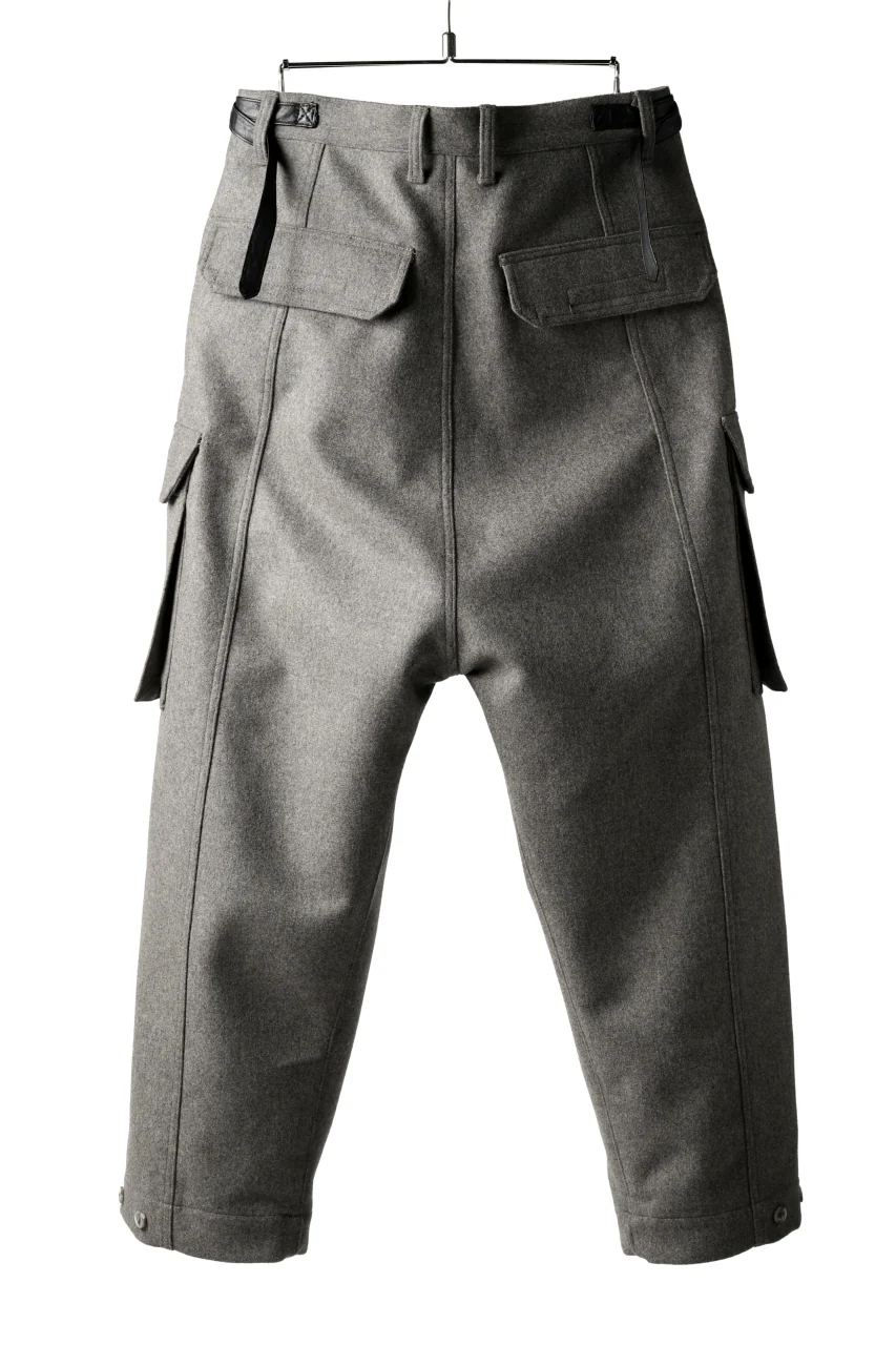 ISAMU KATAYAMA BACKLASH LOW CROTCH CARGO PANTS / CASHMERE WOOL MELTON (GREY) - Image 4