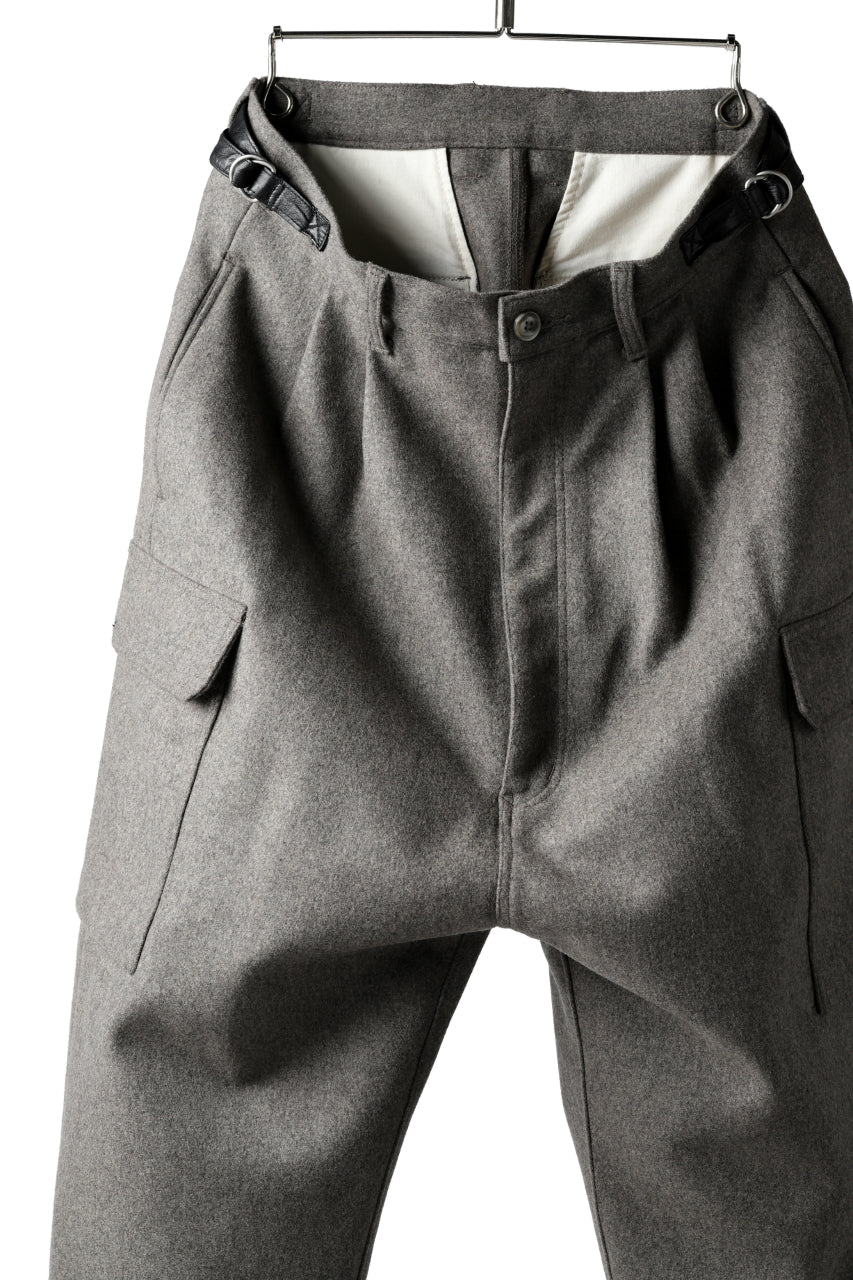 ISAMU KATAYAMA BACKLASH LOW CROTCH CARGO PANTS / CASHMERE WOOL MELTON (GREY) - Image 8