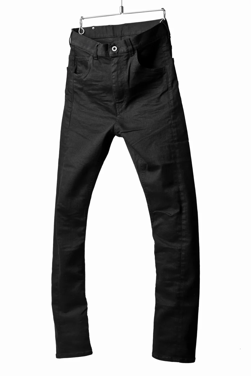 ISAMU KATAYAMA BACKLASH LOWCROTCH SLIM PANTS / HIGH POWER STRETCH DENIM (BLACK) - Image 12